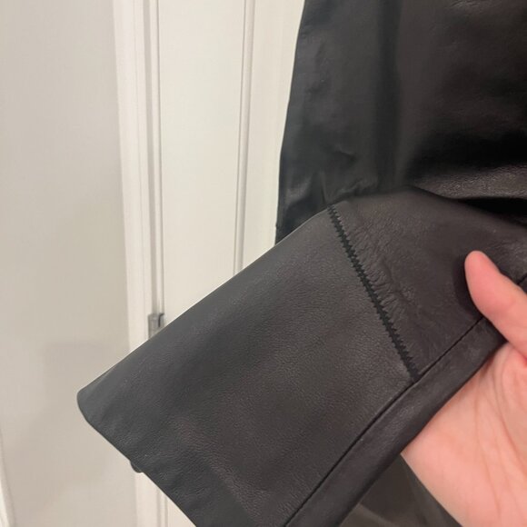 1990's Vintage Claude Montana Pieced Black Leather Pants Italy Size 40 MINT - Picture 7 of 13